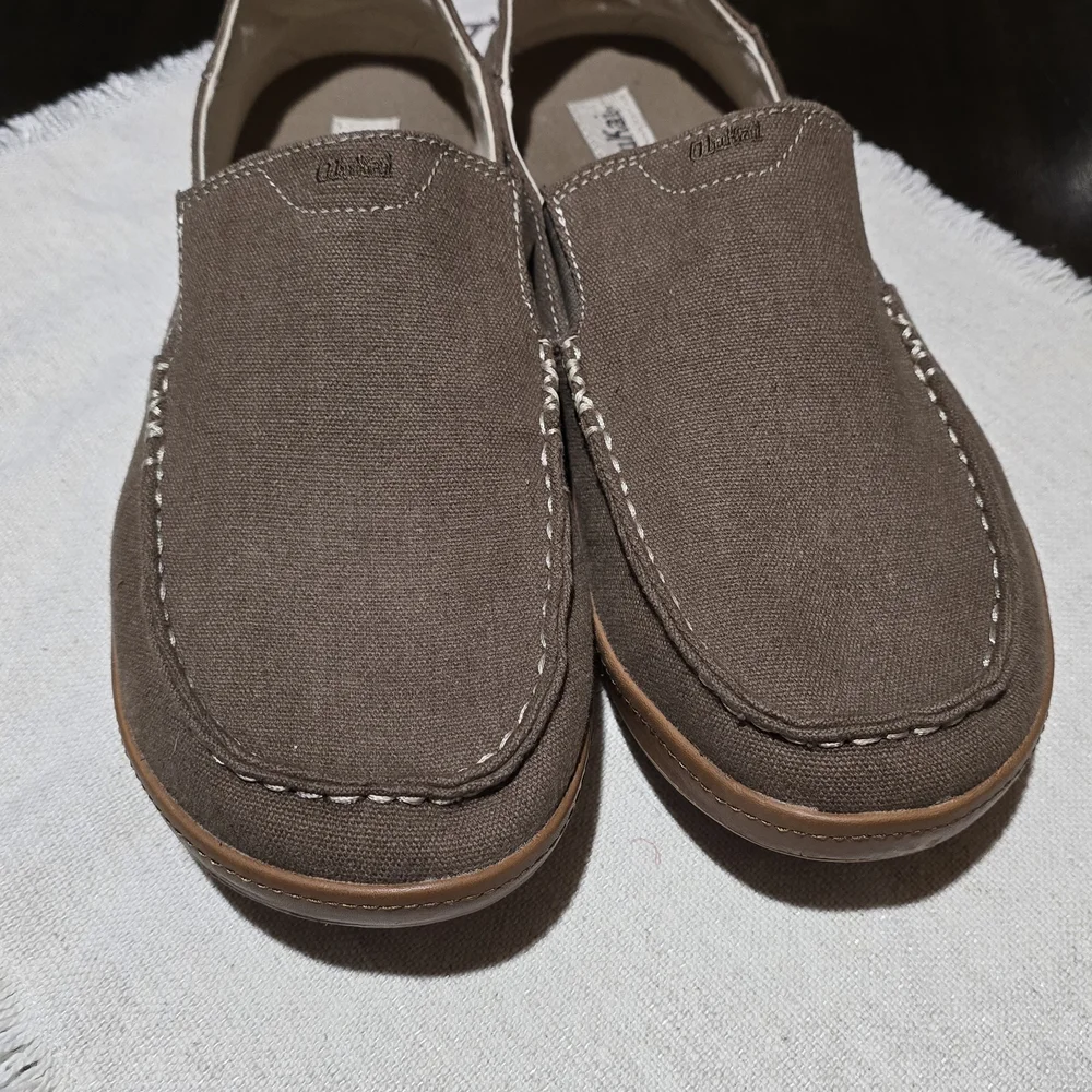 Olukai Men's Brown Slip-On Canvas Loafers - Picture 2 of 6